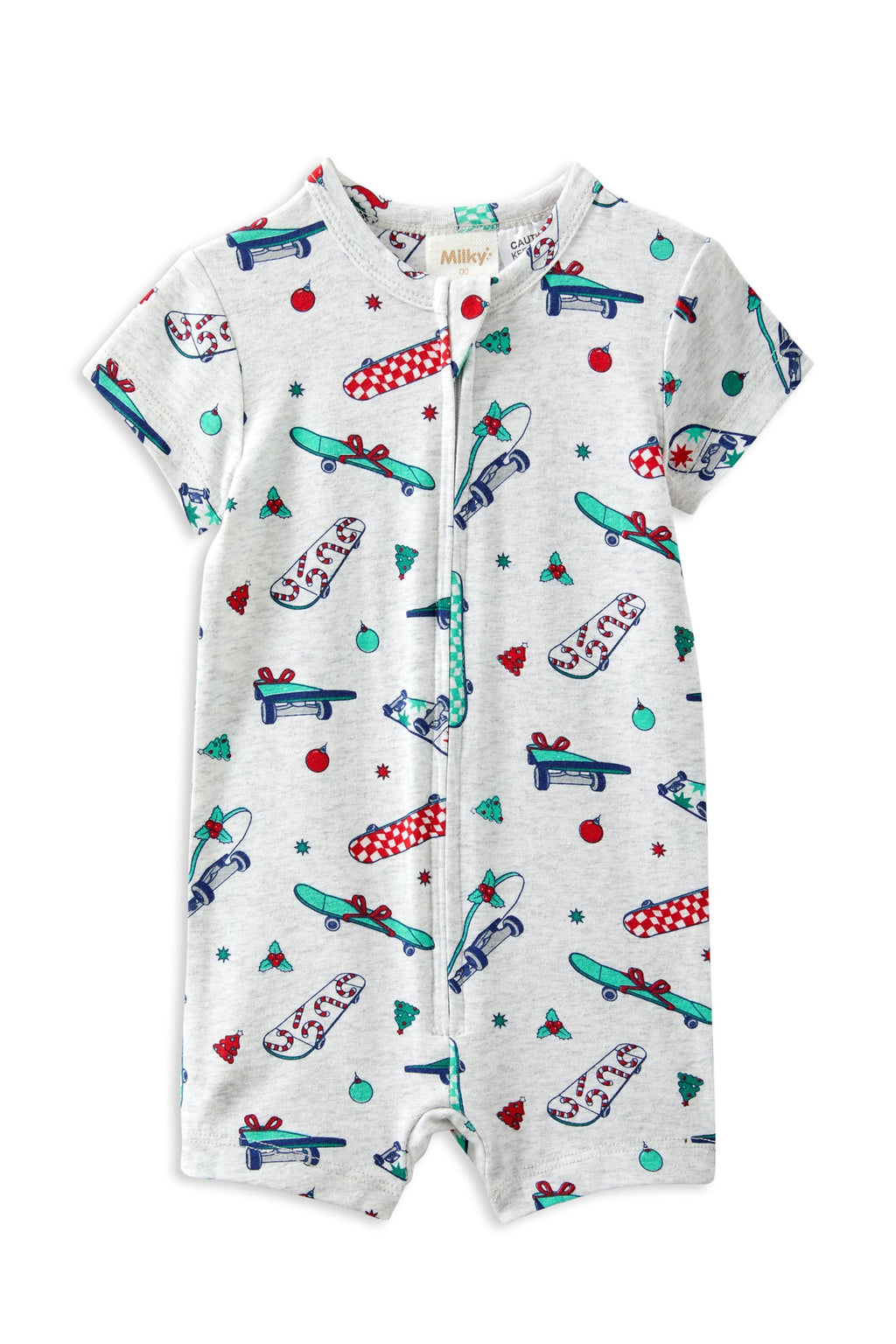 Christmas Skate Zip Romper