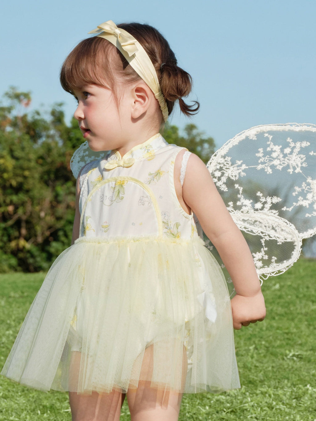 Baby Girls' Floral Print Dress Romper with Tulle Skirt 1st Birthday Outfit 208226124001