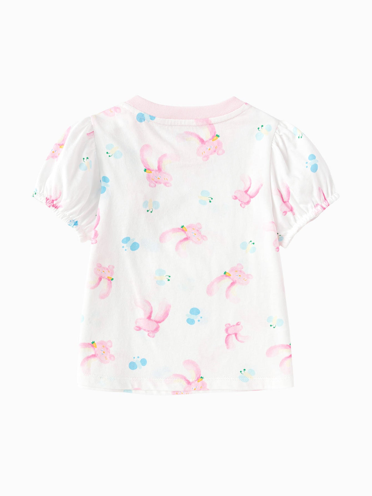 Balabala Baby Girl Round V-Neck Short-Sleeved T-Shirt