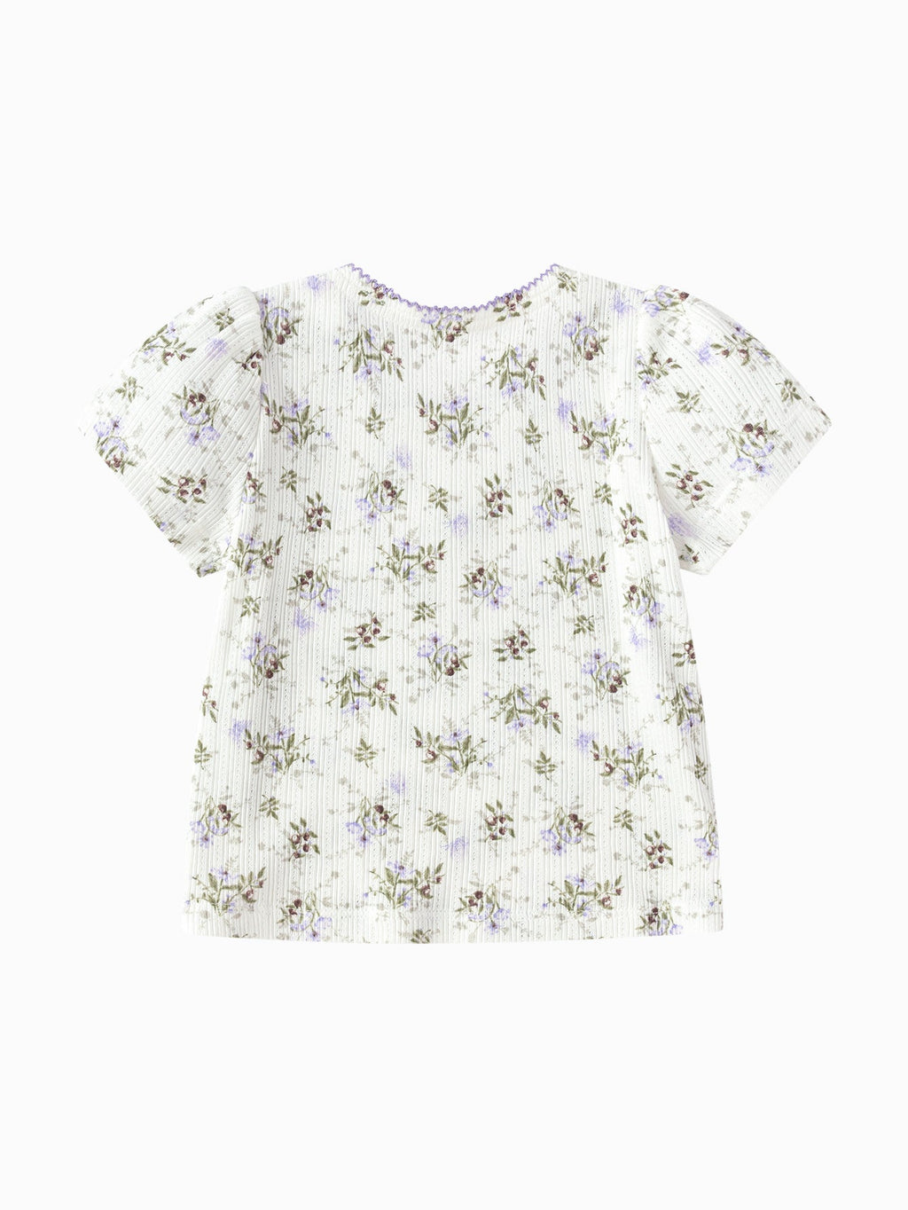 Balabala Baby Girl Round V-Neck Short-Sleeved T-Shirt