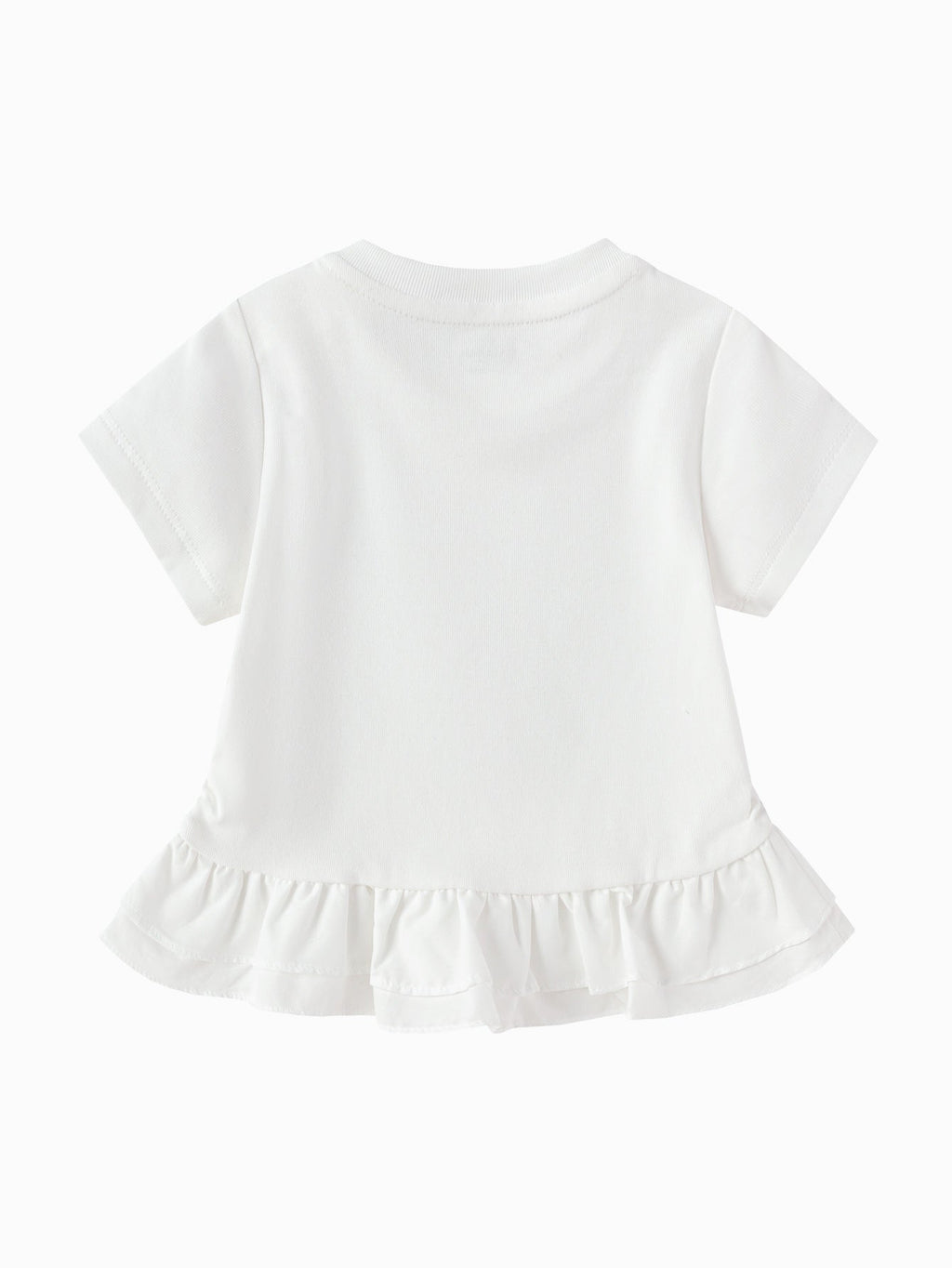 Balabala Baby Girl Round V-Neck Short-Sleeved T-Shirt