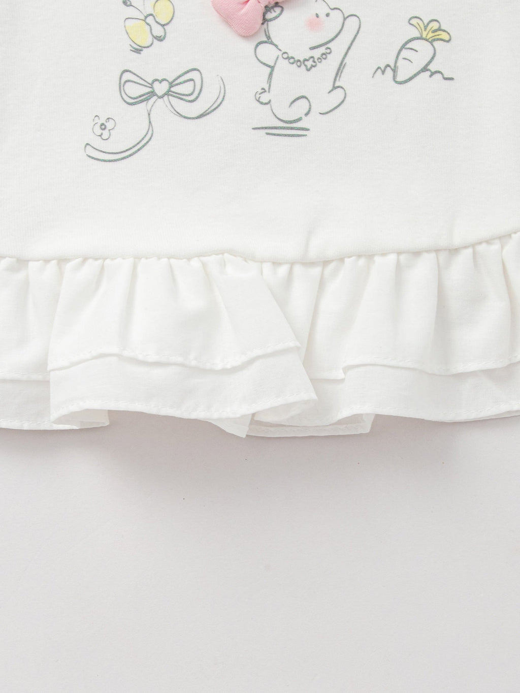 Balabala Baby Girl Round V-Neck Short-Sleeved T-Shirt