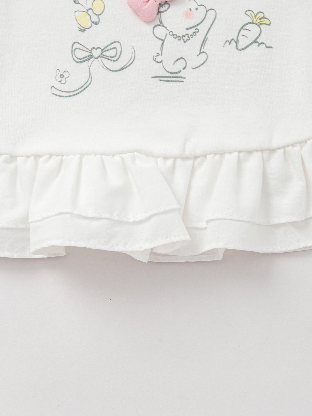 Balabala Baby Girl Round V-Neck Short-Sleeved T-Shirt