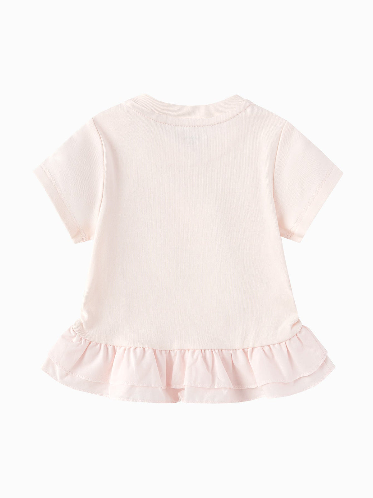 Balabala Baby Girl Round V-Neck Short-Sleeved T-Shirt