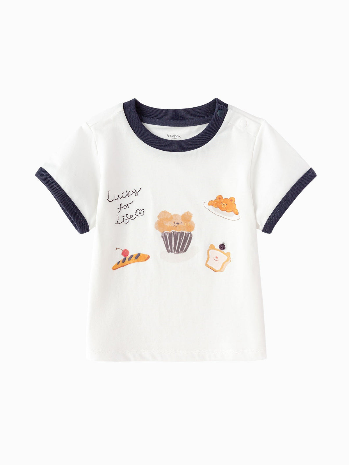 Balabala Baby Boy Round V-Neck Short-Sleeved T-Shirt
