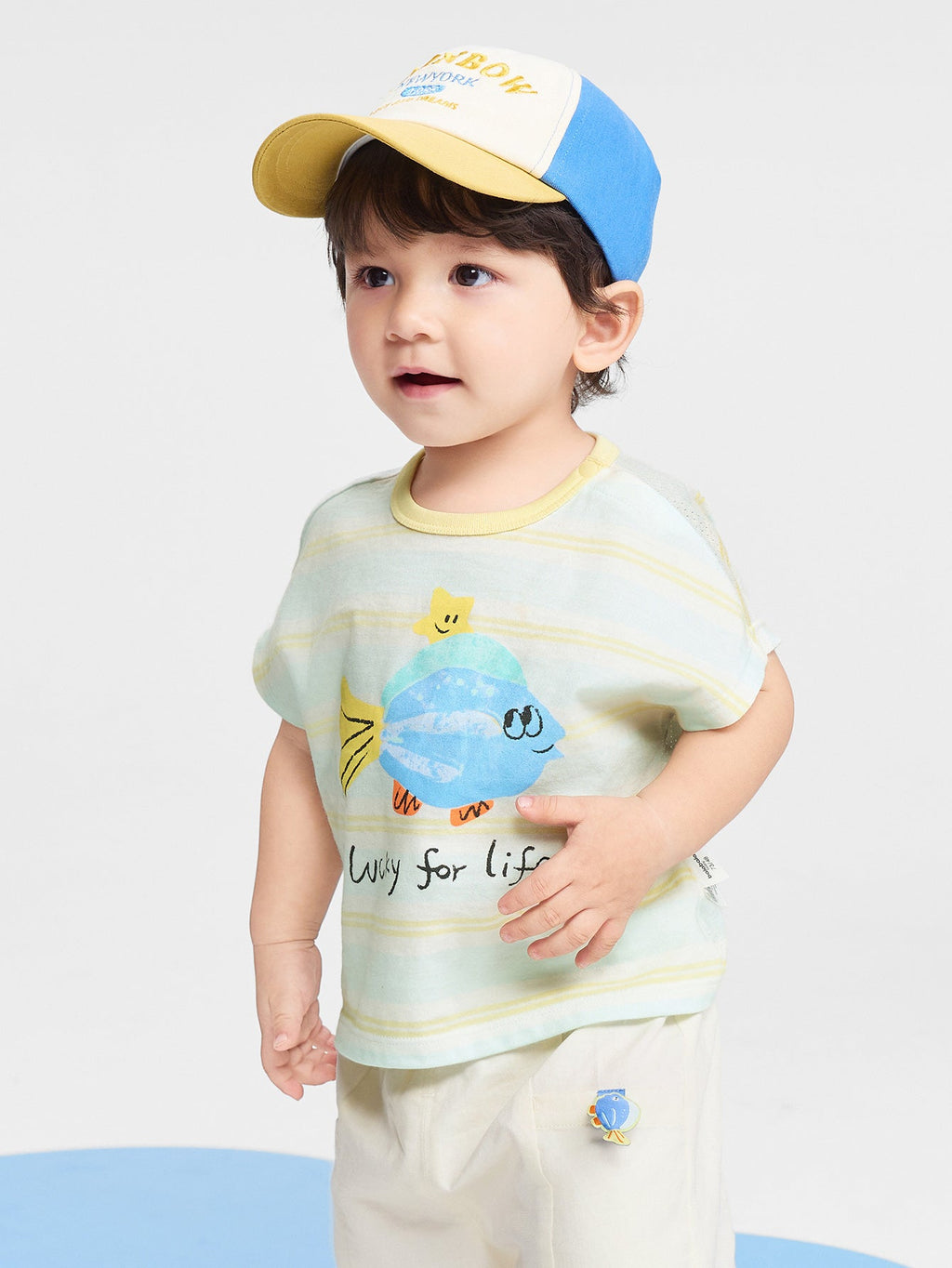 Balabala Baby Unisex Round V-Neck Short-Sleeved T-Shirt
