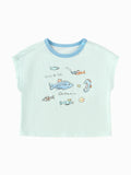 Balabala Baby Unisex Round V-Neck Short-Sleeved T-Shirt