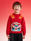 Balabala boys' sweater New Year jacquard knitted sweater 2025 spring and autumn new style New Year outfit