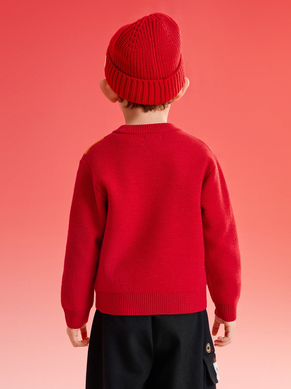 Balabala boys' sweater New Year jacquard knitted sweater 2025 spring and autumn new style New Year outfit