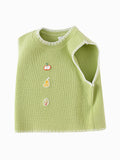 Balabala Children's Vest Embroidered Knit Sweater Girls'2025 Spring New Arrival Knitwear