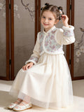 Balabala Girl Embroidered Tulle Long Sleeve Dress