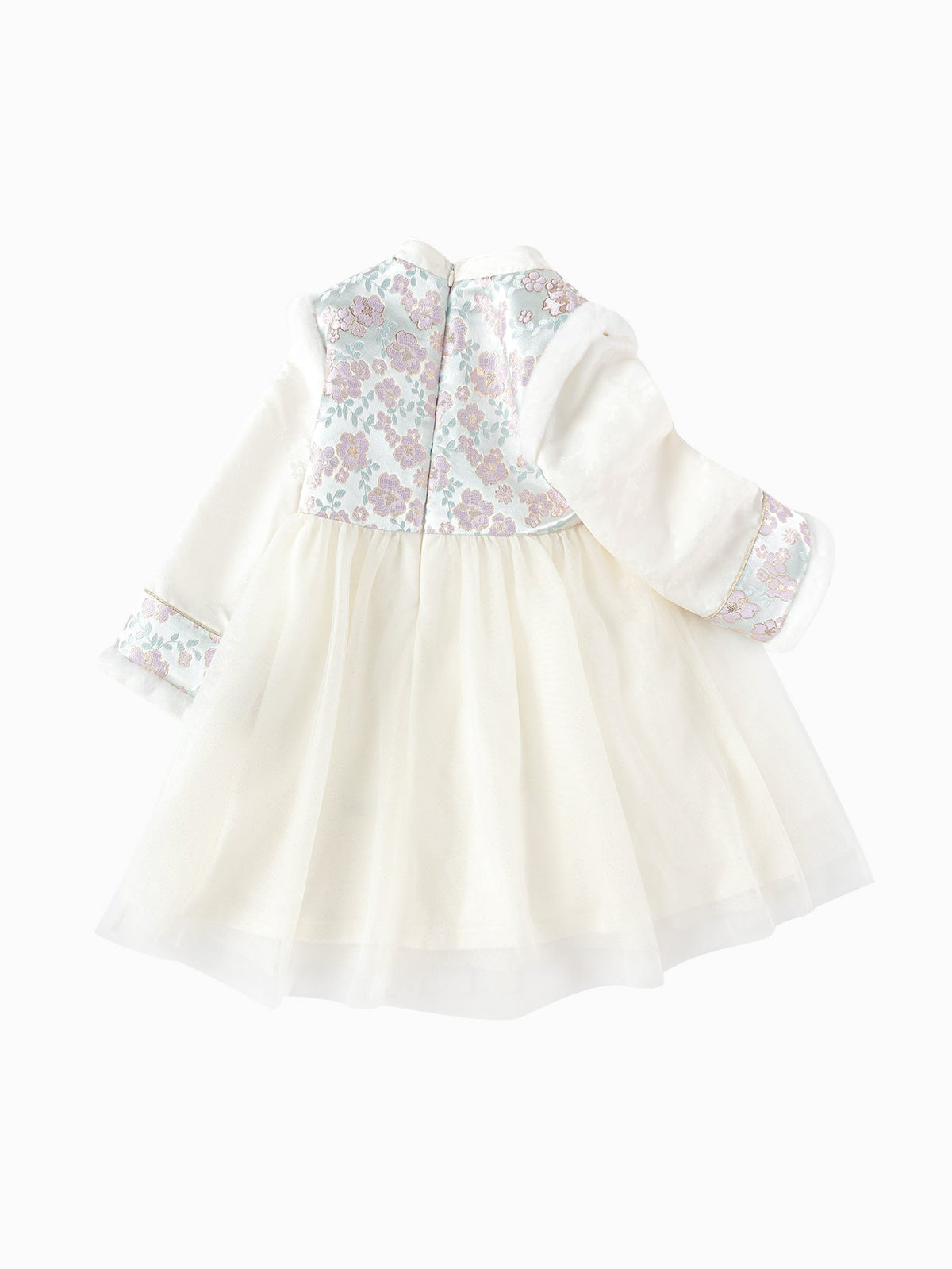 Balabala Girl Embroidered Tulle Long Sleeve Dress