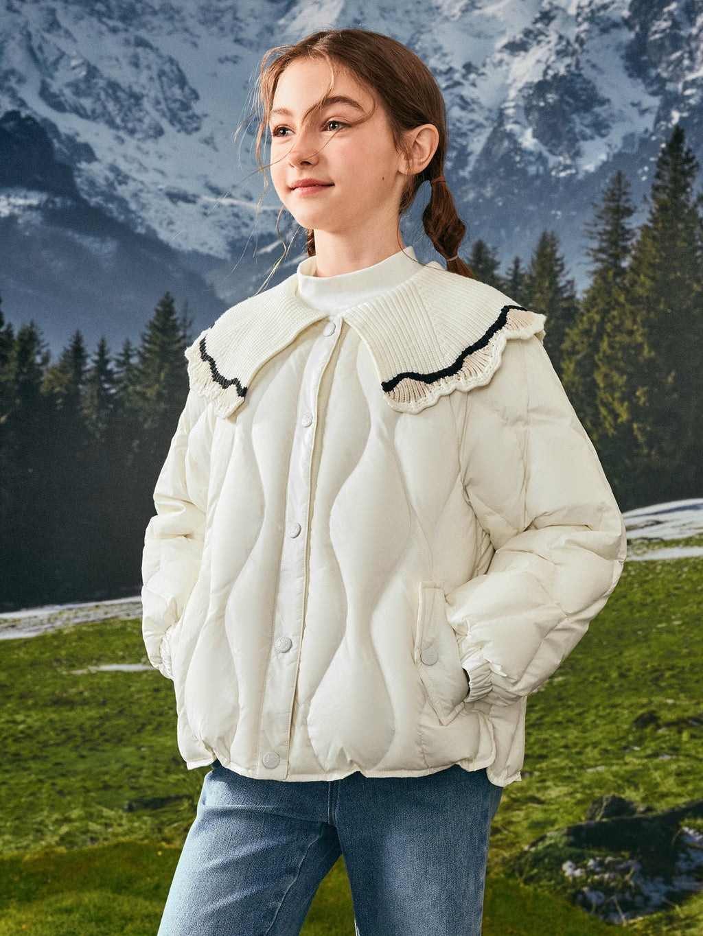 Balabala Girl Kids Down Jacket Light-warmth（15-5℃/59-41°F）