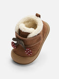 Balabala Baby Girl Cute Cherry Detail Soft Cozy Winter Snow Boots