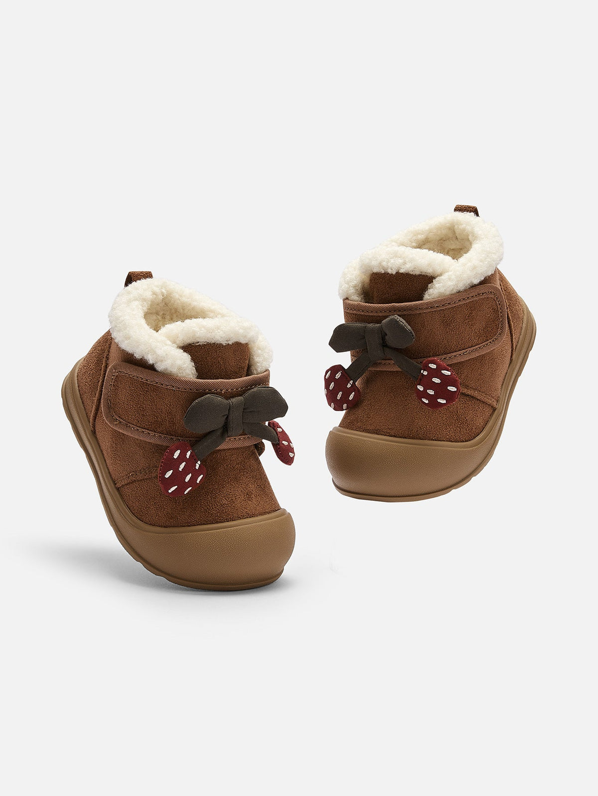 Balabala Baby Girl Cute Cherry Detail Soft Cozy Winter Snow Boots