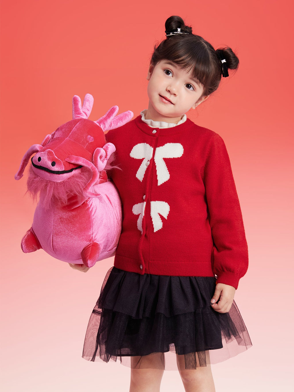 Balabala Children Sweater Girl Sweater 2025 Winter Baby Knit Cardigan Fashion