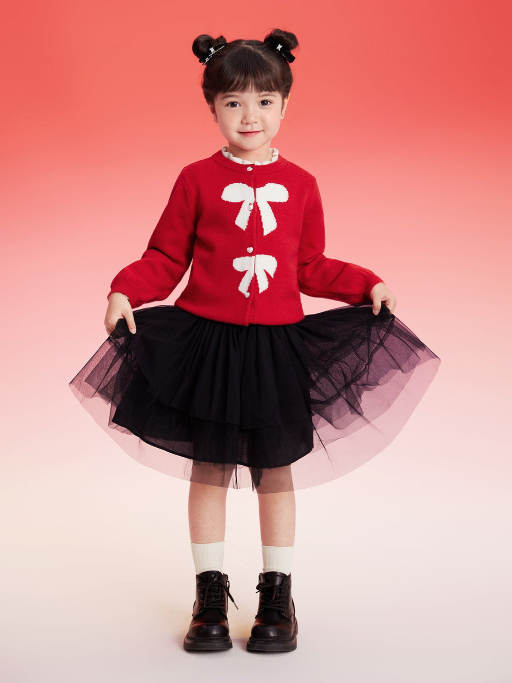 Balabala Children Sweater Girl Sweater 2025 Winter Baby Knit Cardigan Fashion