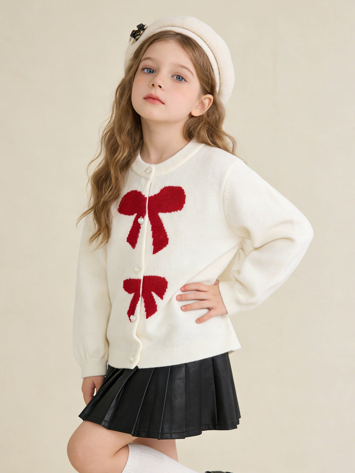 Balabala Children Sweater Girl Sweater 2025 Winter Baby Knit Cardigan Fashion