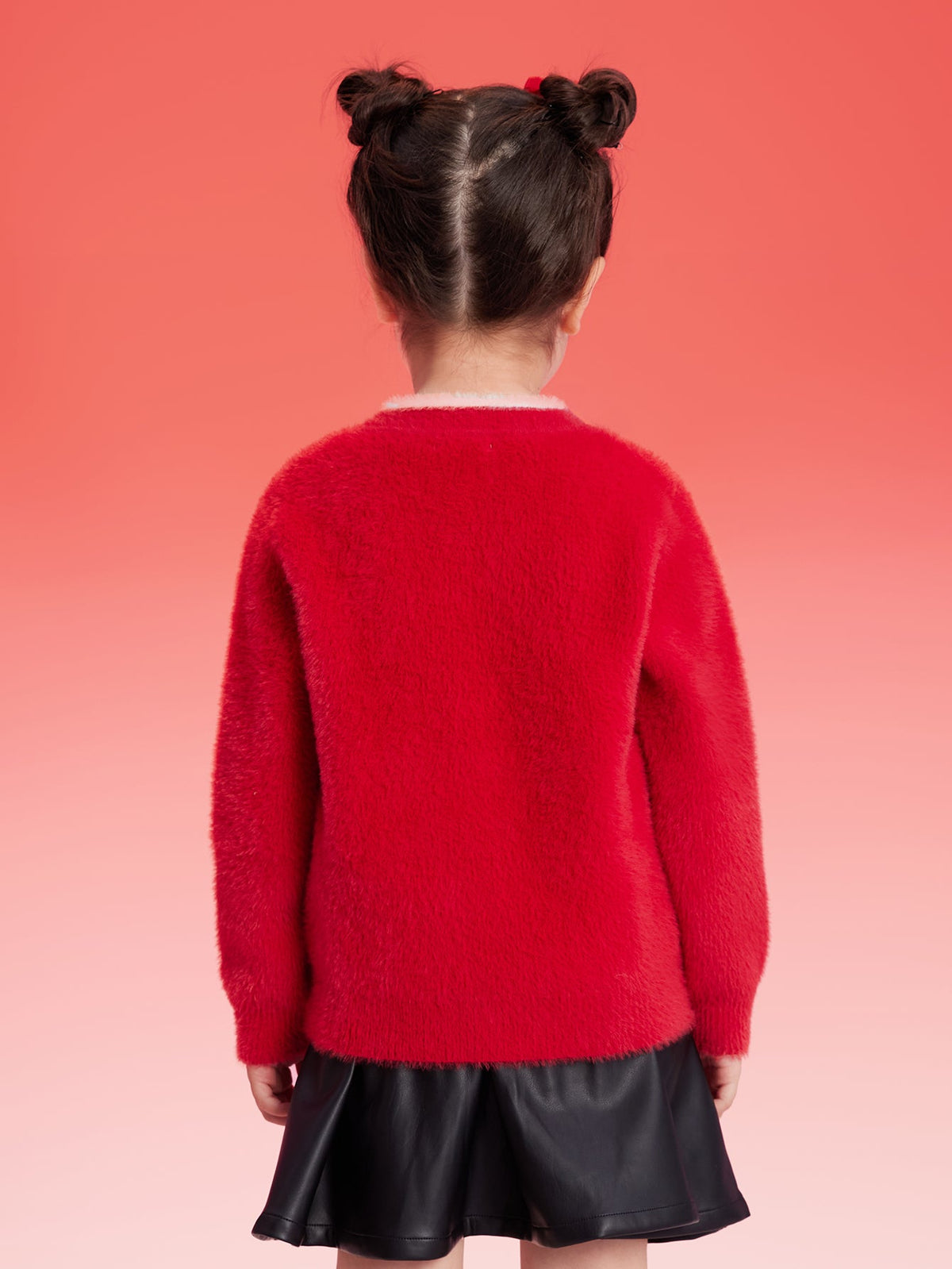 Balabala Children Sweater Girl New Chinese Style Sweater 2024 Winter New Red Knitwear Top