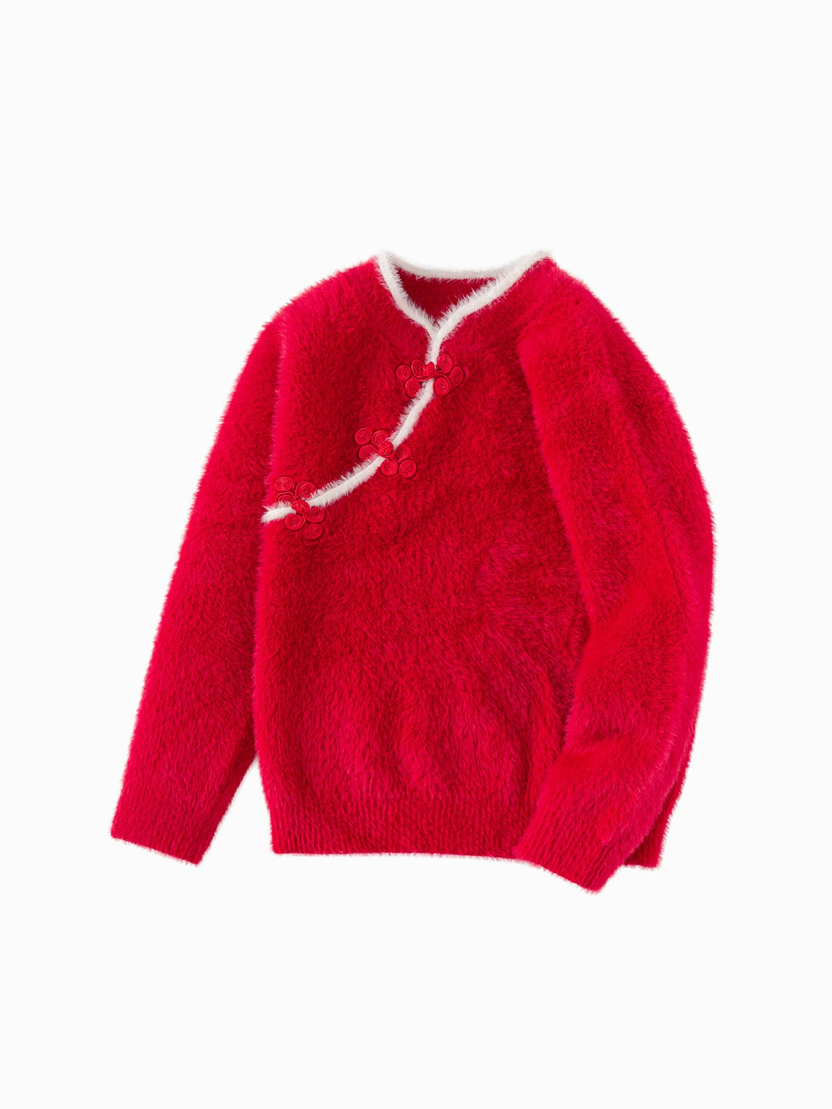 Balabala Children Sweater Girl New Chinese Style Sweater 2024 Winter New Red Knitwear Top