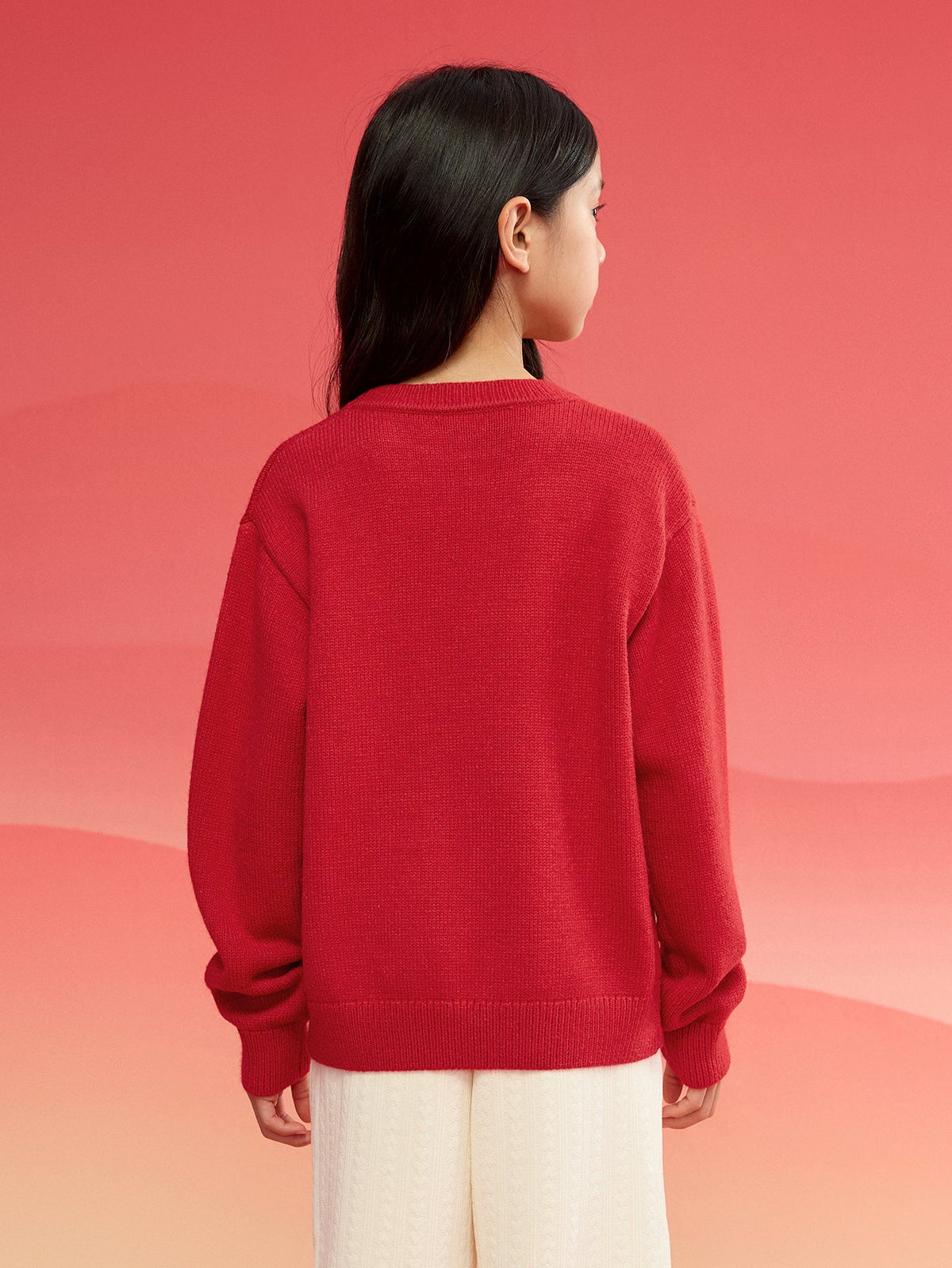 Balabala children's clothing girls sweater children sweater 2024 new winter New Year red knit sweater trend