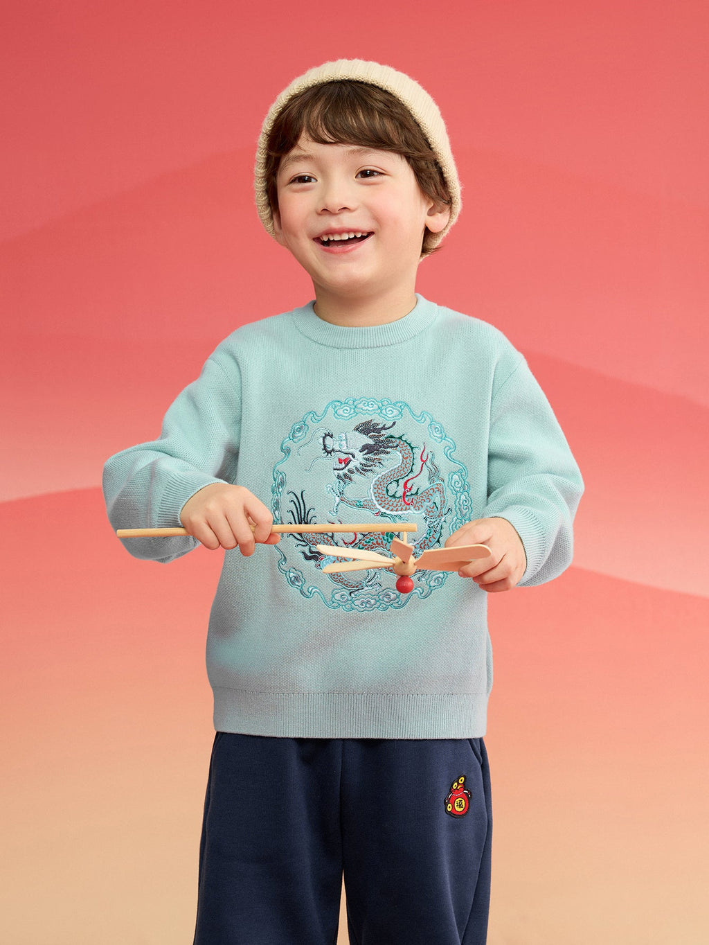 Balabala Children Clothes Boy Sweater 2025 New Spring New Year's Outfit Baby Chinese Style Knitwear