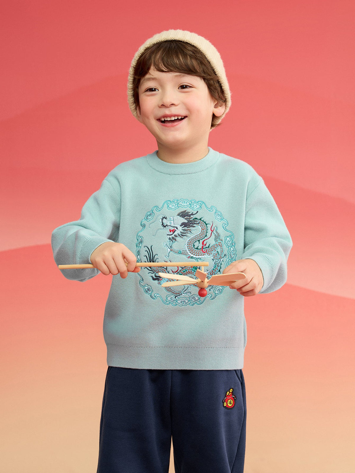 Balabala Children Clothes Boy Sweater 2025 New Spring New Year's Outfit Baby Chinese Style Knitwear