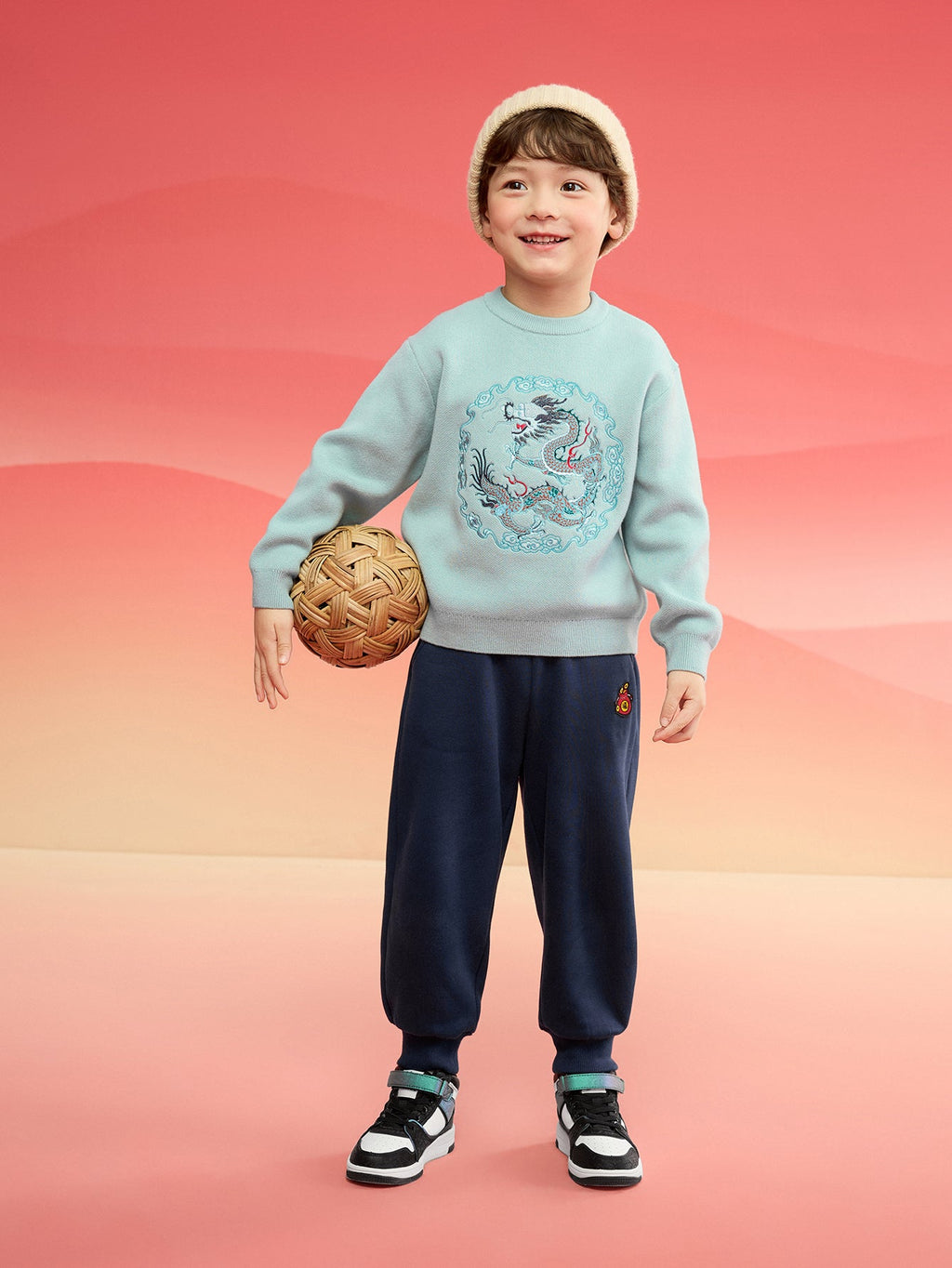 Balabala Children Clothes Boy Sweater 2025 New Spring New Year's Outfit Baby Chinese Style Knitwear