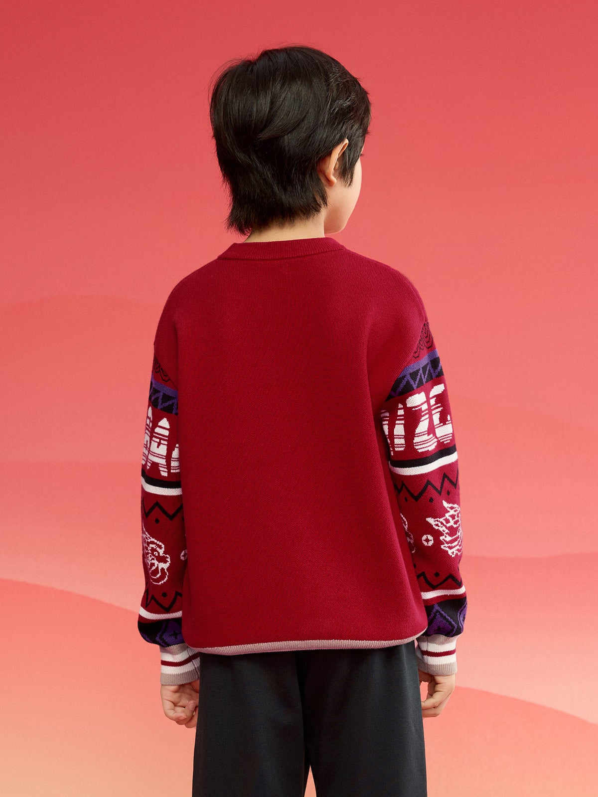 Balabala Boy Sweater 2025 New Spring New Year's Outfit Chinese Style Knitwear Parent-Child