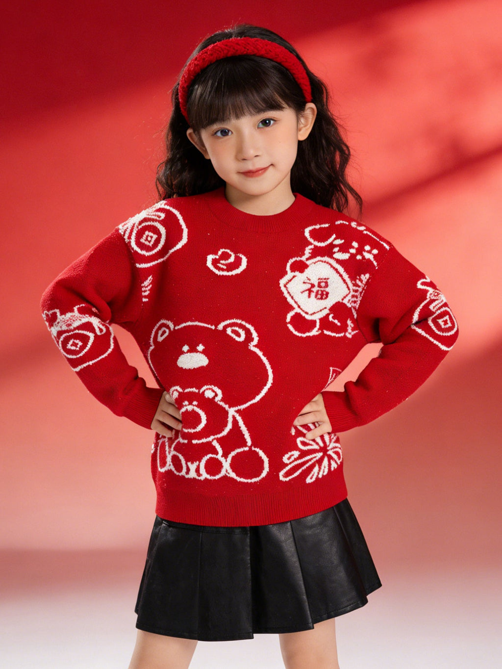Balabala children's clothing in high neck sweater fall and winter 2024 new boys and girls knit sweater
