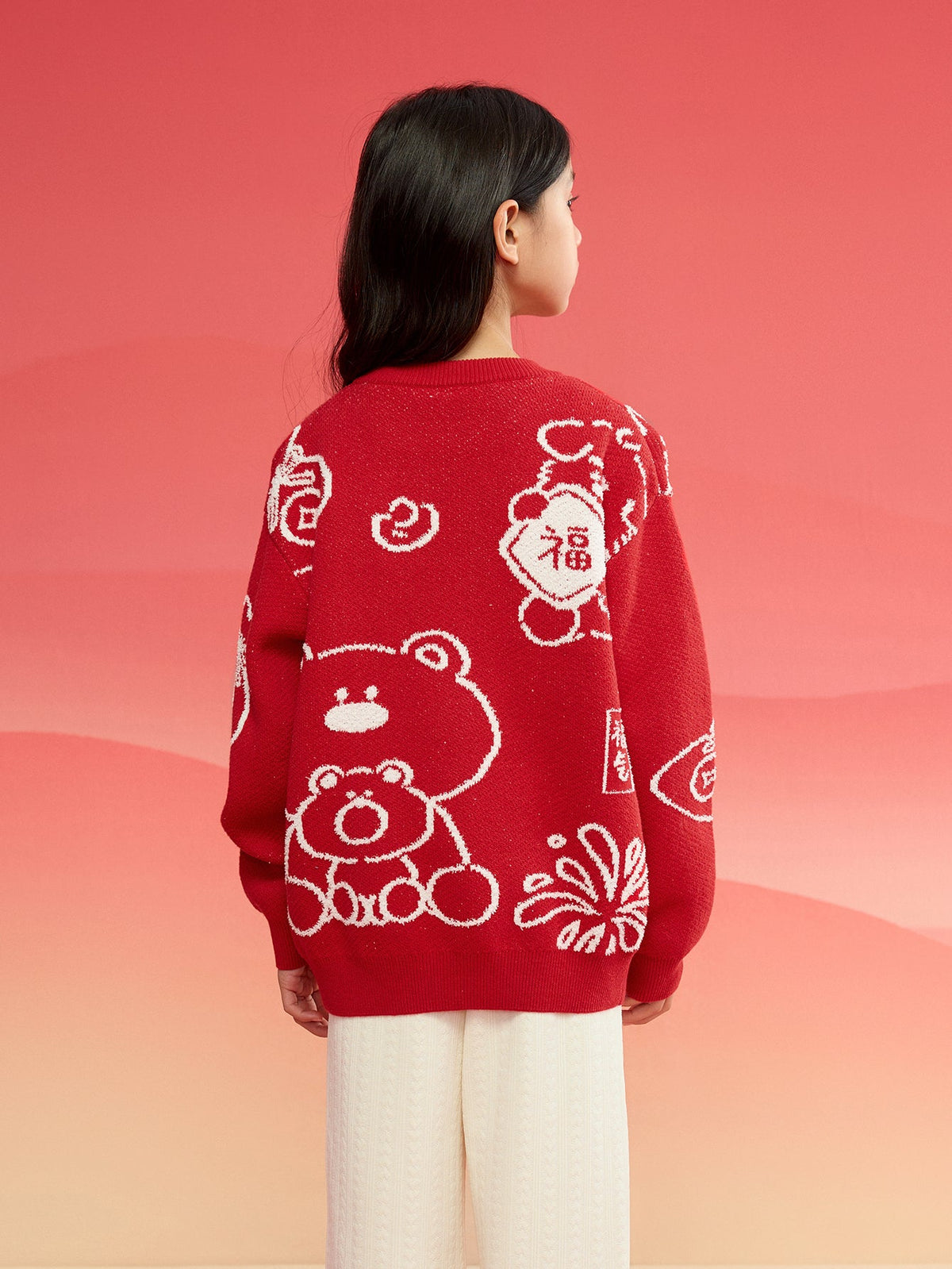 Balabala children's clothing in high neck sweater fall and winter 2024 new boys and girls knit sweater