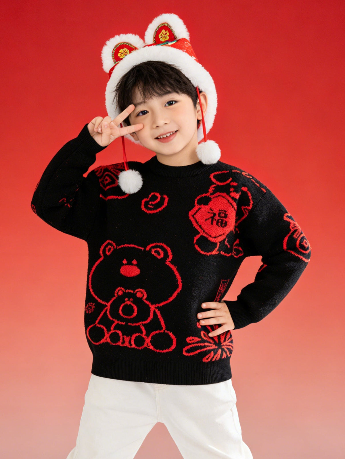 Balabala children's clothing in high neck sweater fall and winter 2024 new boys and girls knit sweater