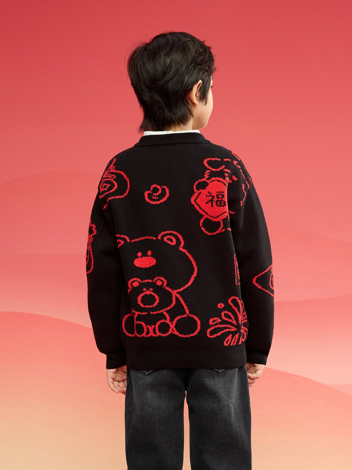 Balabala children's clothing in high neck sweater fall and winter 2024 new boys and girls knit sweater