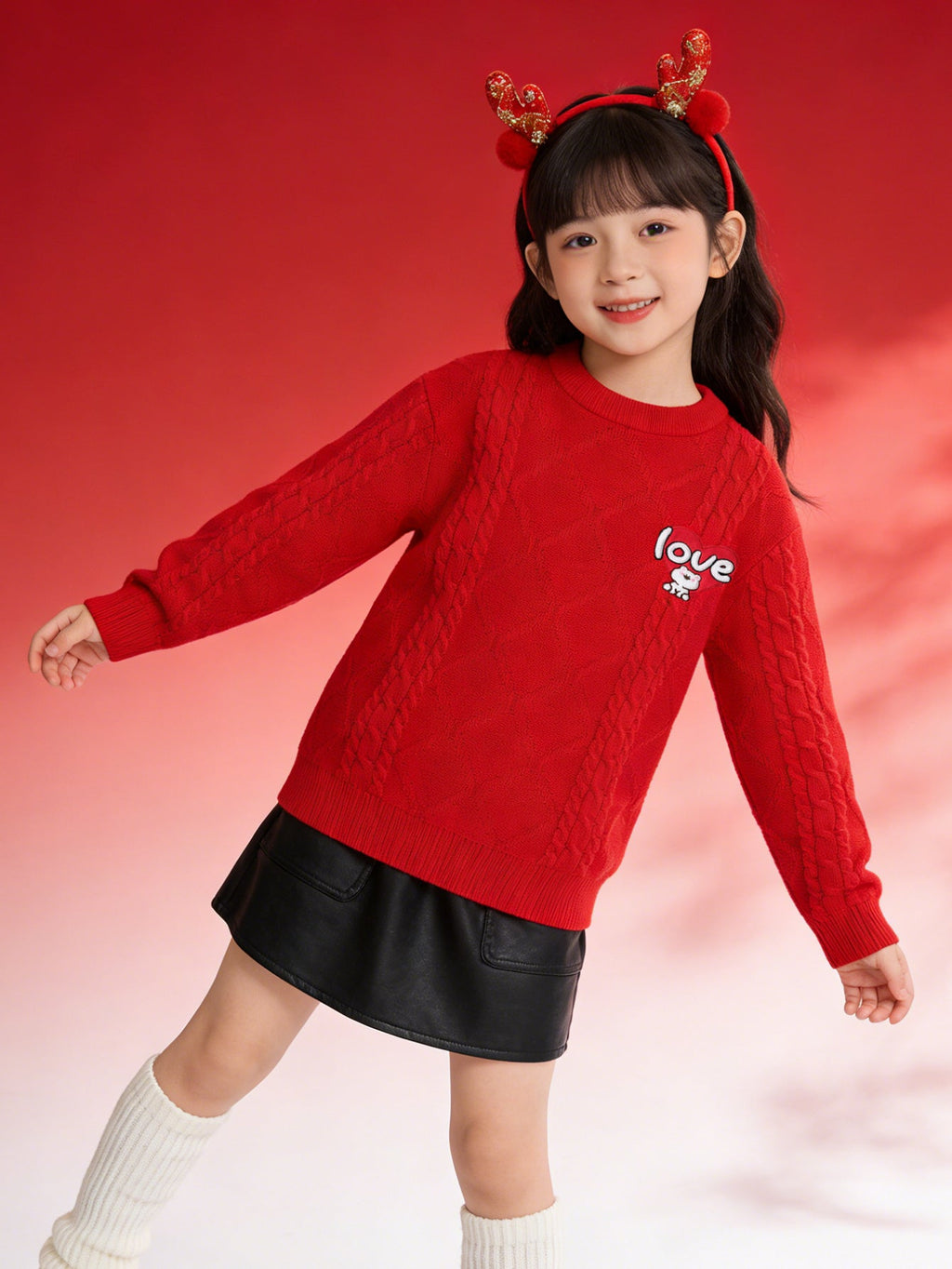 Balabala Children Sweater Boy Girl Autumn And Winter 2024 Toddler Kid Pullover Knitwear New Year's Outfit