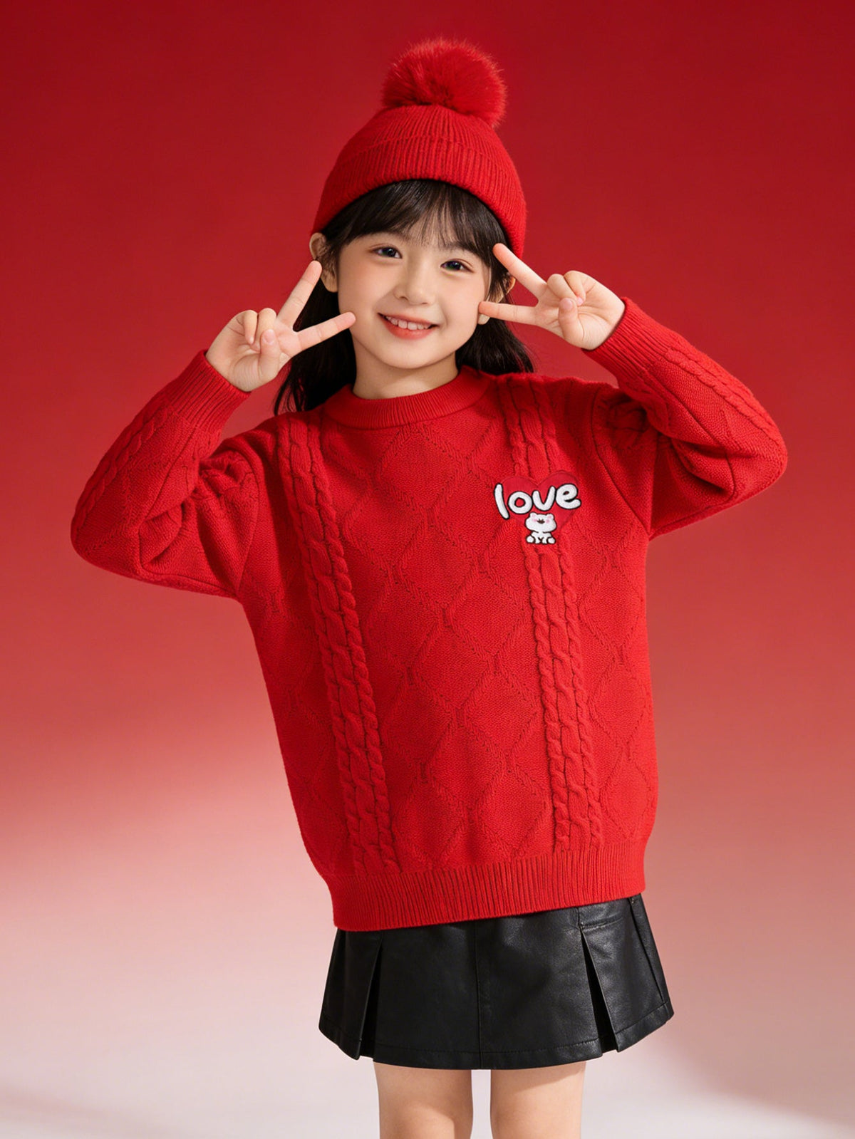 Balabala Children Sweater Boy Girl Autumn And Winter 2024 Toddler Kid Pullover Knitwear New Year's Outfit