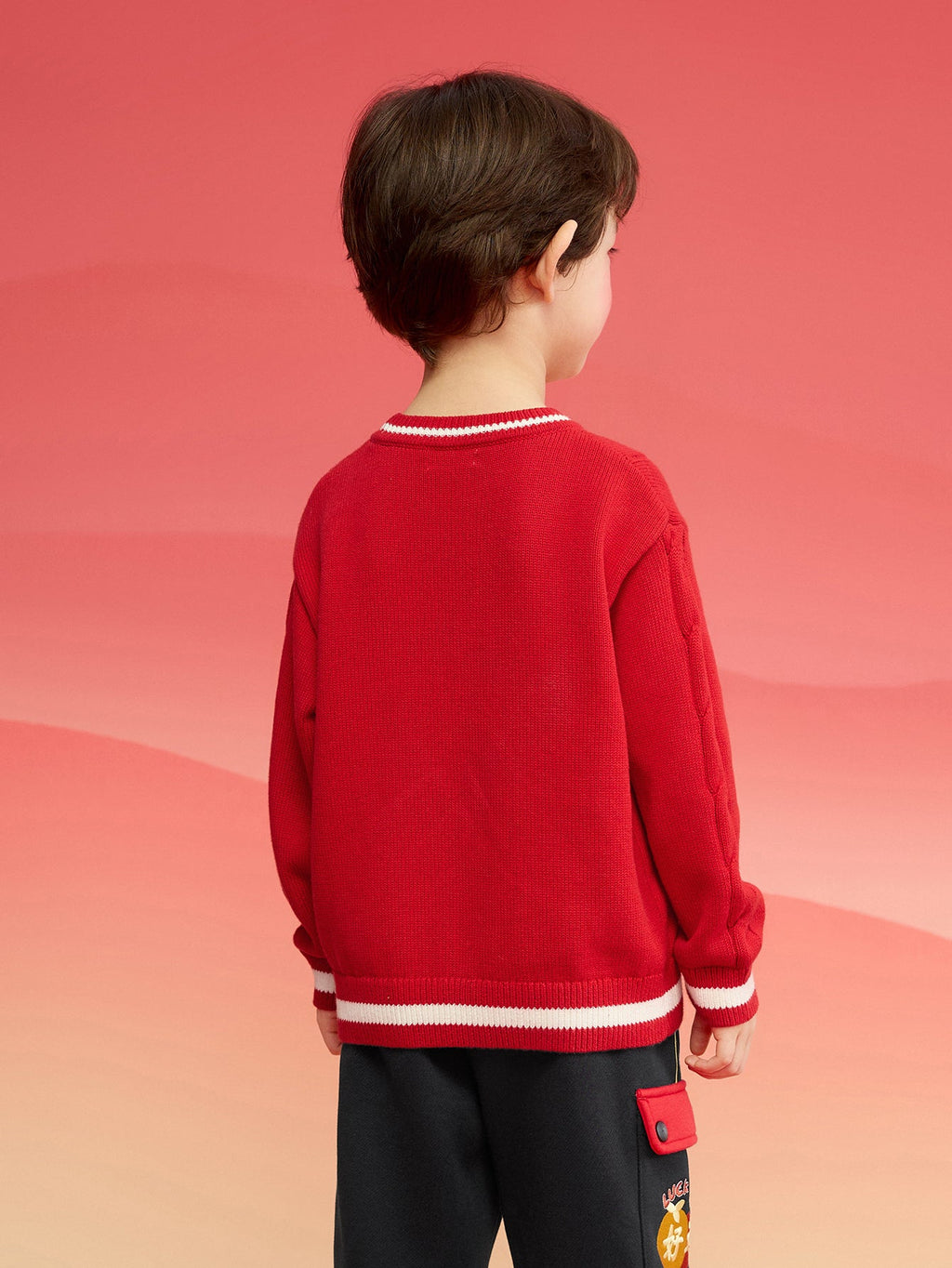 Balabala Children Sweater Boy Girl Autumn And Winter 2024 New Toddler Pullover Knitwear New Year's Outfit