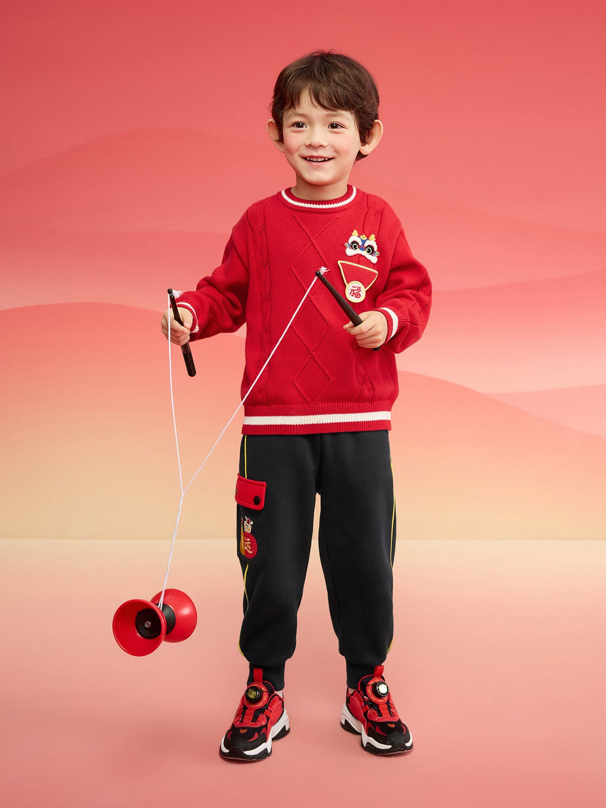 Balabala Children Sweater Boy Girl Autumn And Winter 2024 New Toddler Pullover Knitwear New Year's Outfit