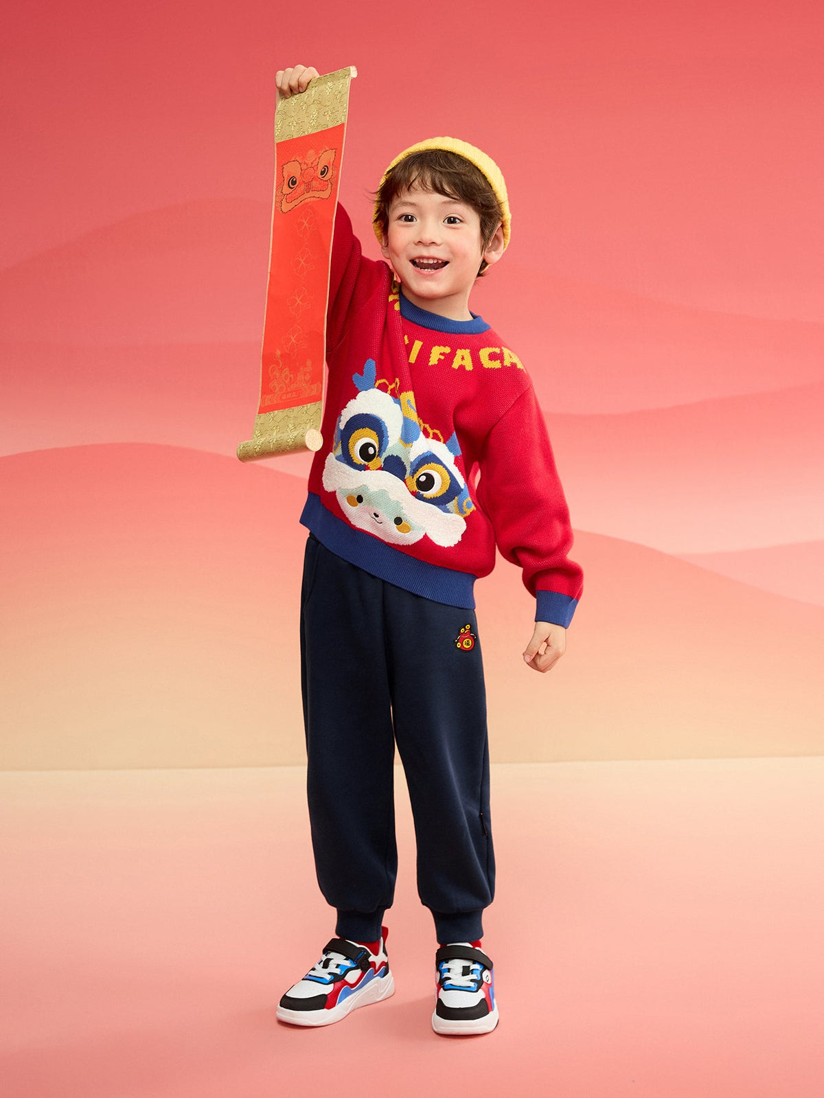 Balabala Children Sweater Boy Girl Autumn And Winter 2024 New Toddler Pullover Knitwear New Year's Outfit