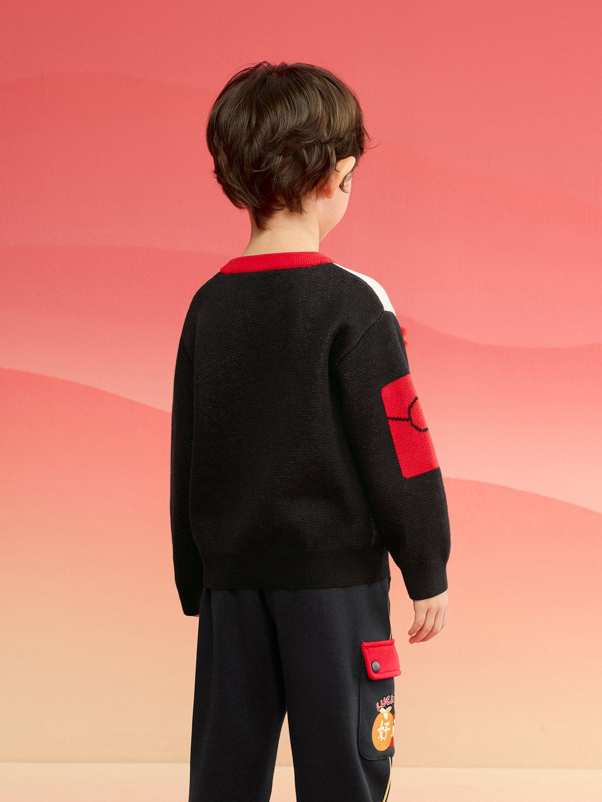 Balabala Children Sweater Boy Girl Autumn And Winter 2024 New Toddler Pullover Knitwear New Year's Outfit