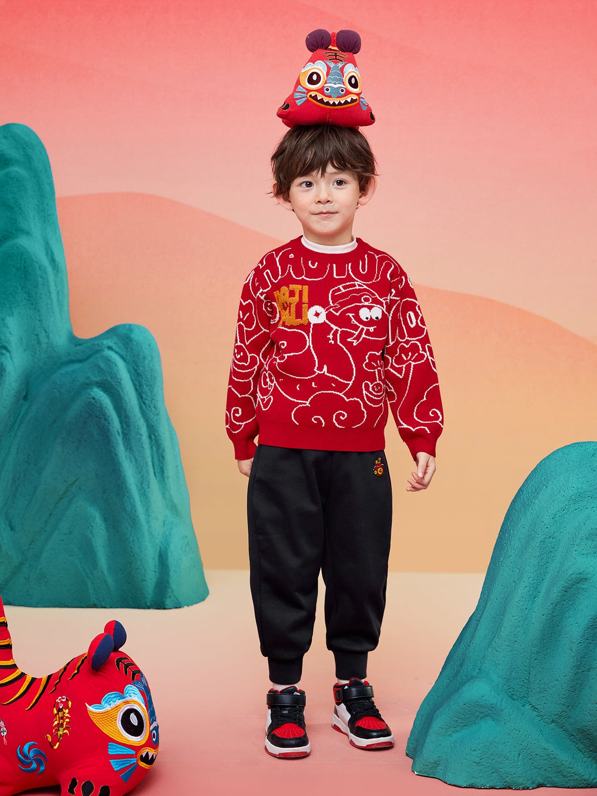 Balabala Children Sweater Turtleneck Sweater Autumn And Winter 2024 New Kid Loose Boy And Girl Knitwear