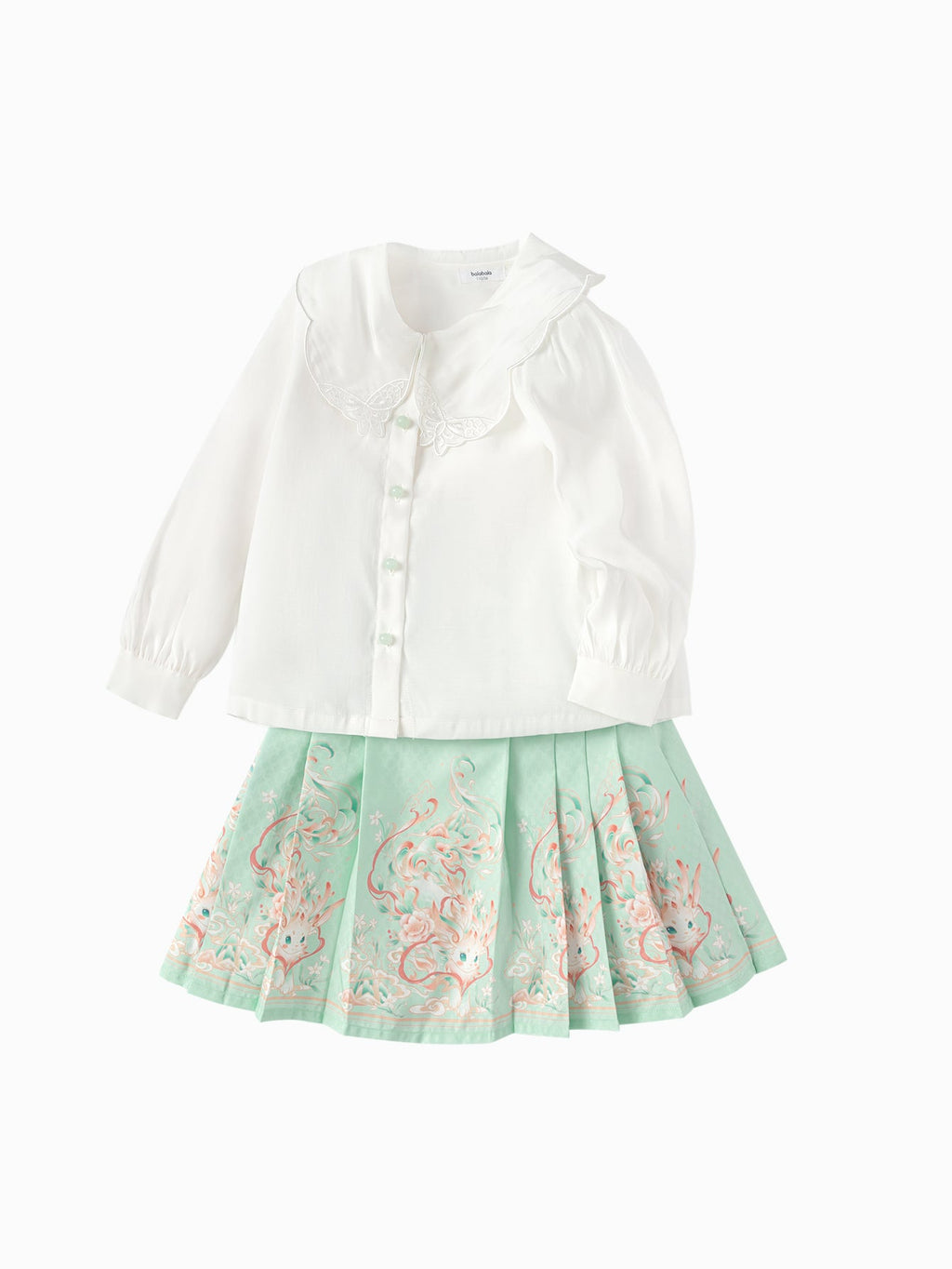 Balabala Children Clothes Girls Hourse-Face Skirt Suit 2025 Winter New Embroidered Shirt Skirt New Year's Outfit