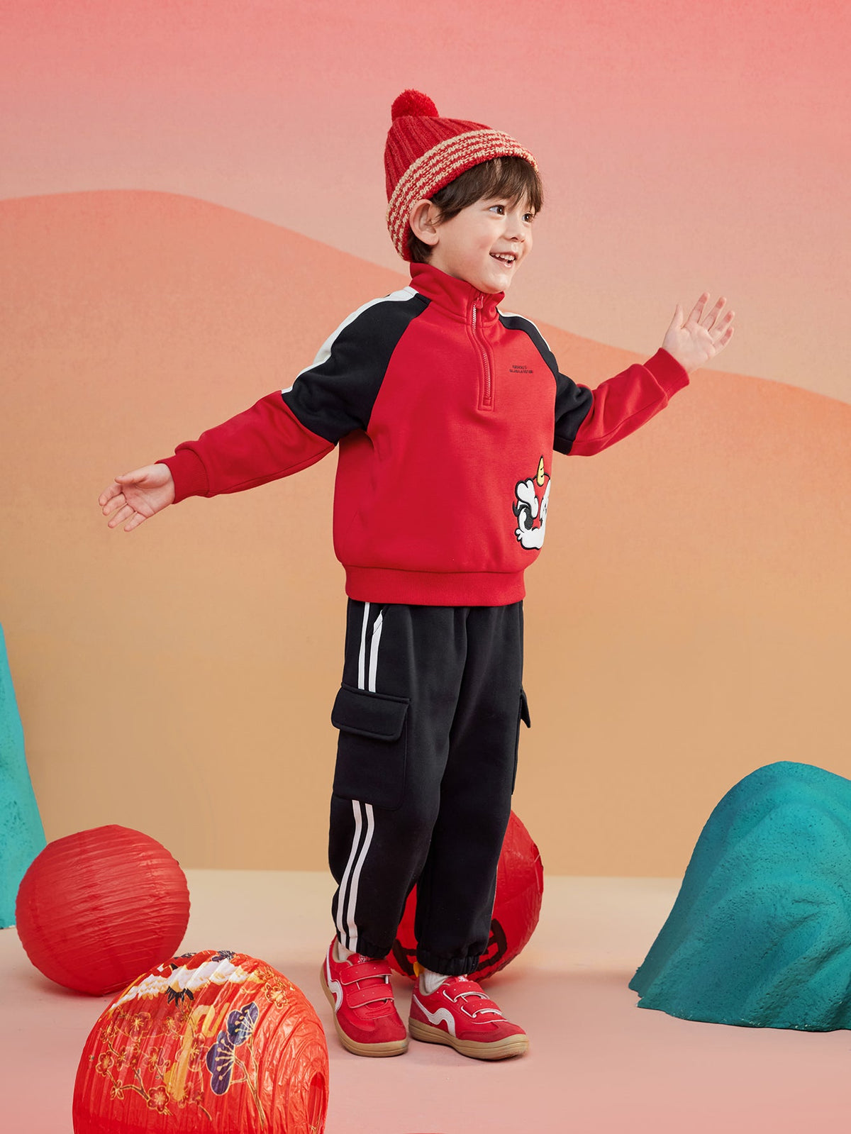Balabala children's suit boy two-piece suit 2025 new spring fashion baby parent-child clothing