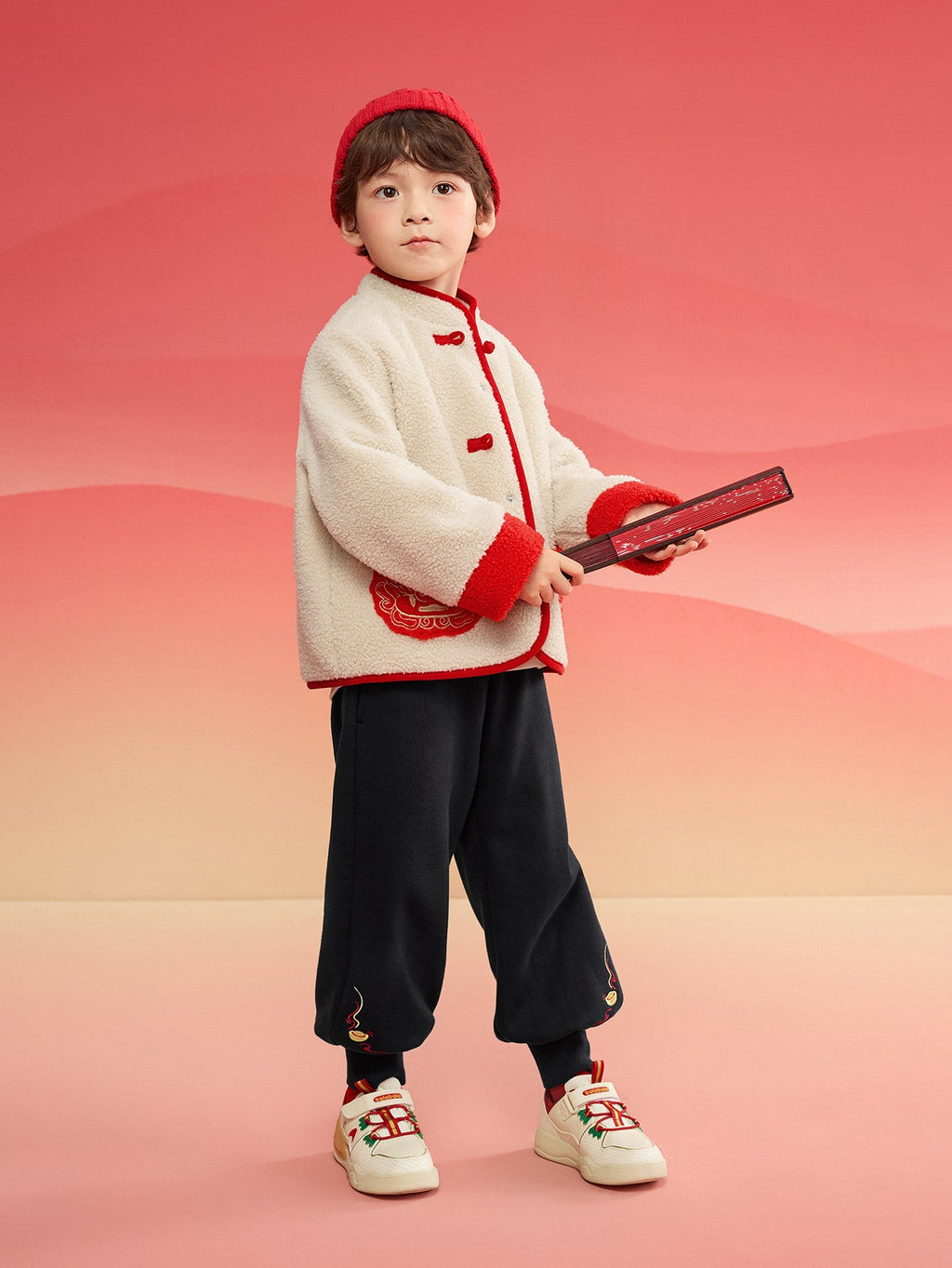Balabala Children Clothes Suit Boys And Girls Long Sleeve Autumn And Winter 2025 New Baby Fleece New Year's Greeting Outfit