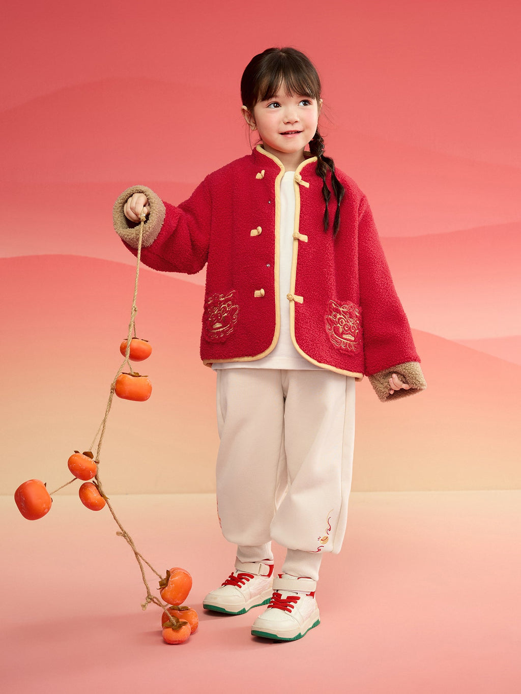 Balabala Children Clothes Suit Boys And Girls Long Sleeve Autumn And Winter 2025 New Baby Fleece New Year's Greeting Outfit