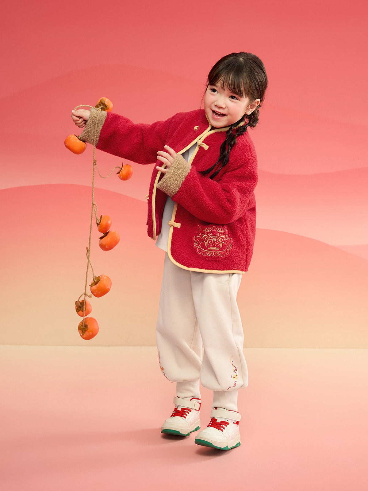 Balabala Children Clothes Suit Boys And Girls Long Sleeve Autumn And Winter 2025 New Baby Fleece New Year's Greeting Outfit