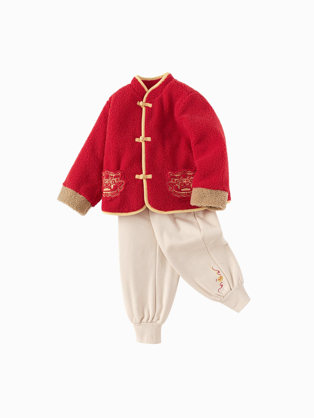 Balabala Children Clothes Suit Boys And Girls Long Sleeve Autumn And Winter 2025 New Baby Fleece New Year's Greeting Outfit