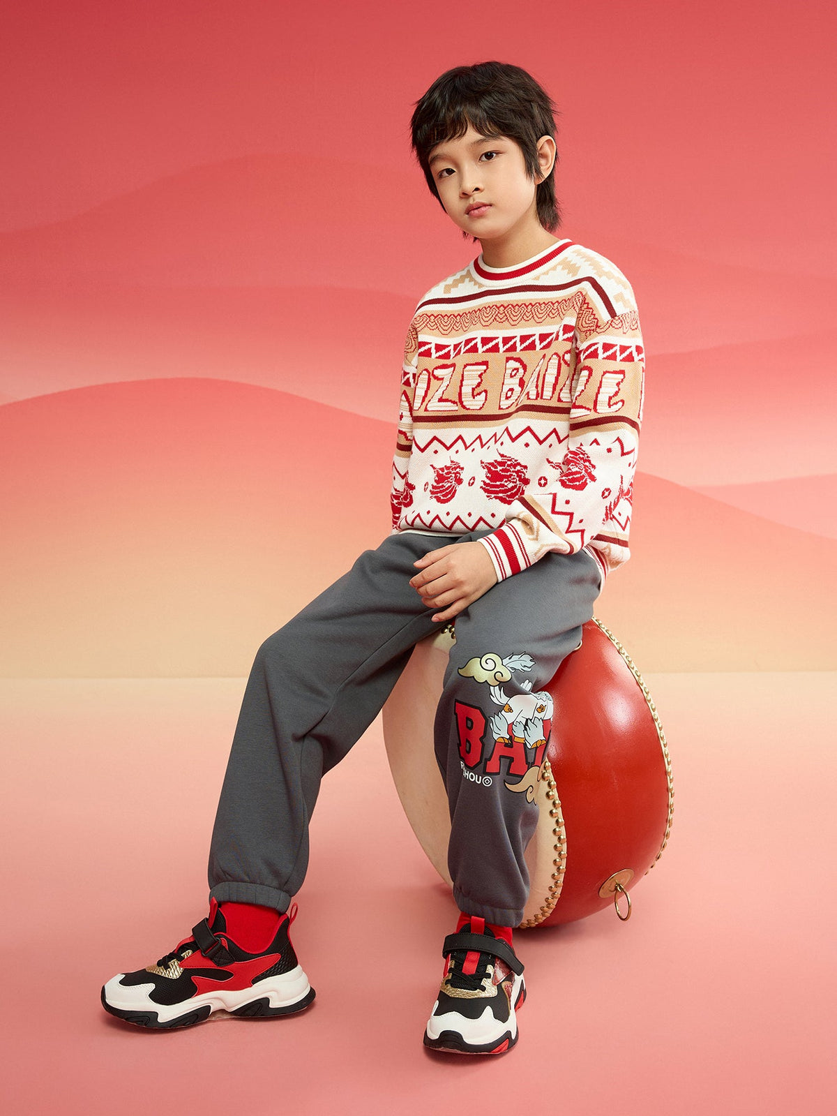 Balabala  children's clothing boys pants 2025 new spring wear with baby sweat pants