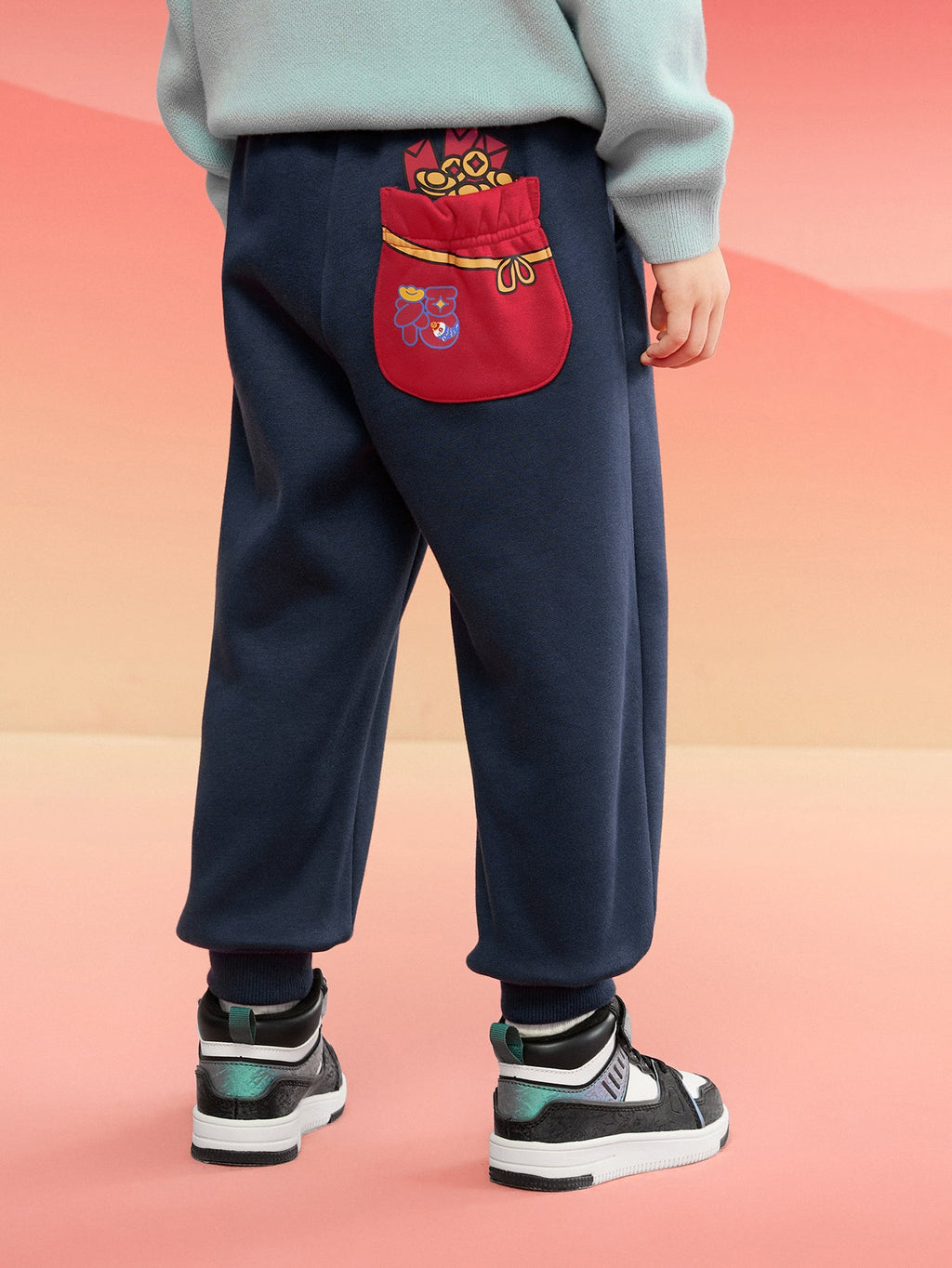 Balabala  children's clothing boys long girls baby pants fall and winter 2024 new loose trend