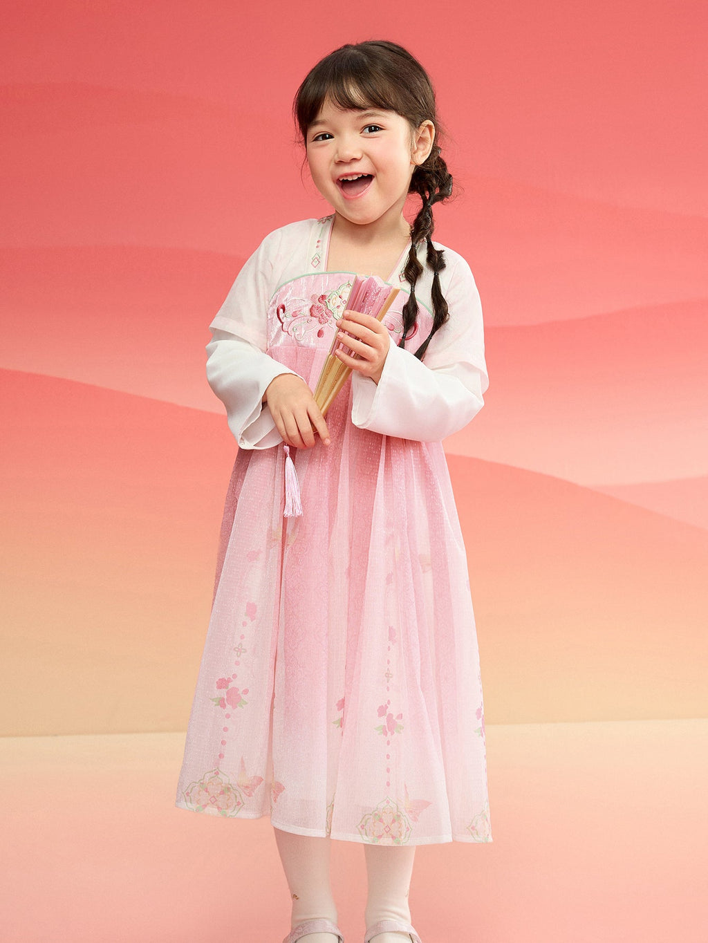 Balabala Girl Hanfu Dress Kids Skirt Red New Year's Outfit Chinese Style Dress