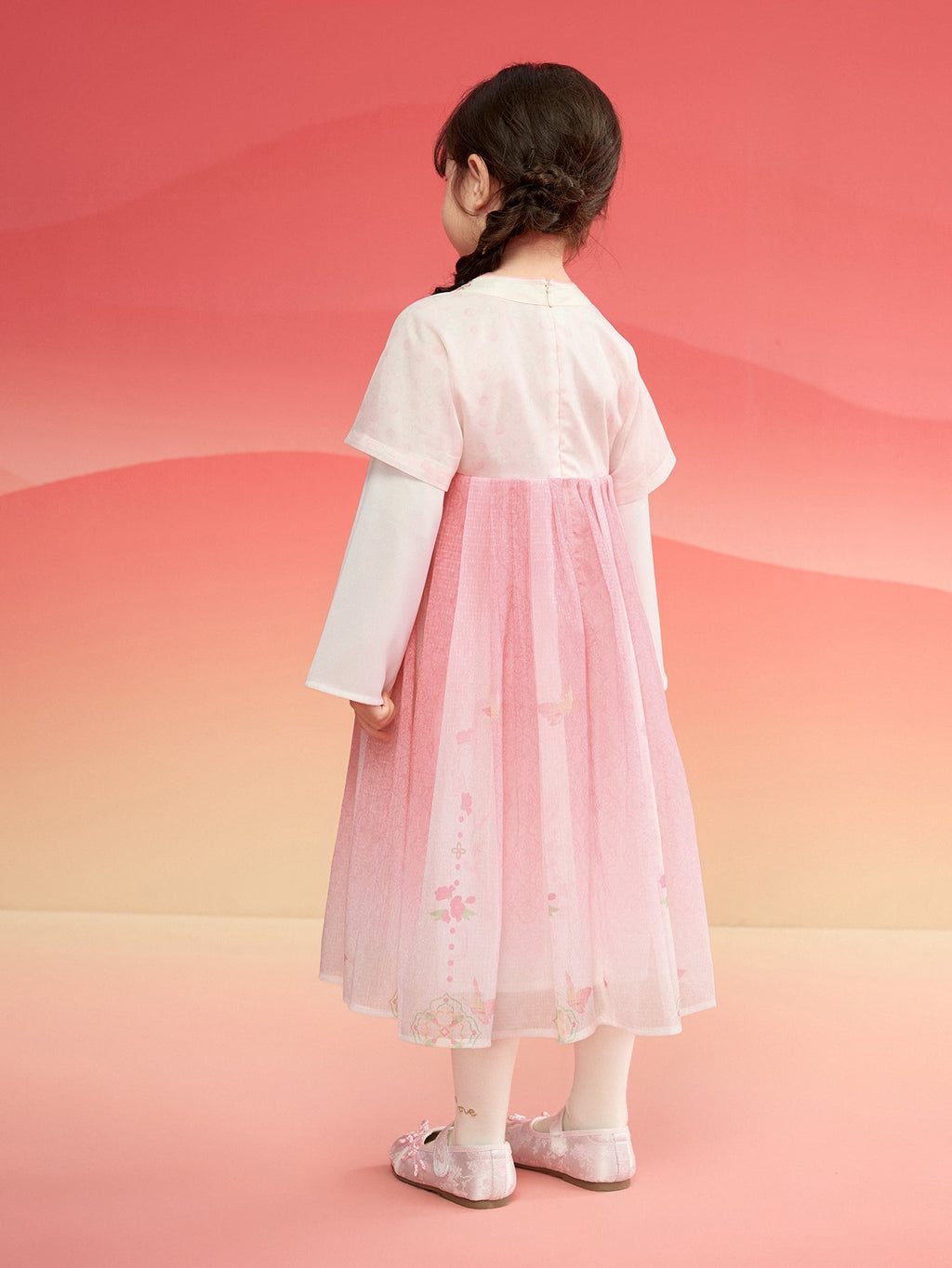 Balabala Girl Hanfu Dress Kids Skirt Red New Year's Outfit Chinese Style Dress